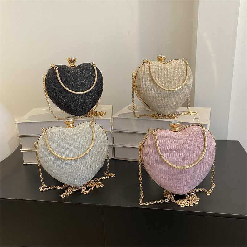 Wholesale Heart-shaped bag cute girl handbag crossbody evening bag chain bag